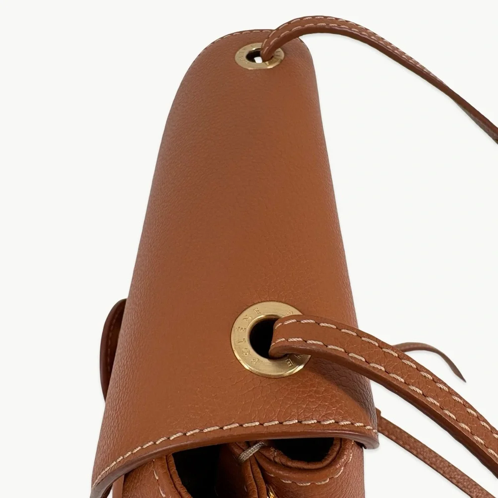 Polène Numéro Un Mini Backpack Convertible 3-Way Caramel Tan Rare Minimalist - Picture 10 of 16